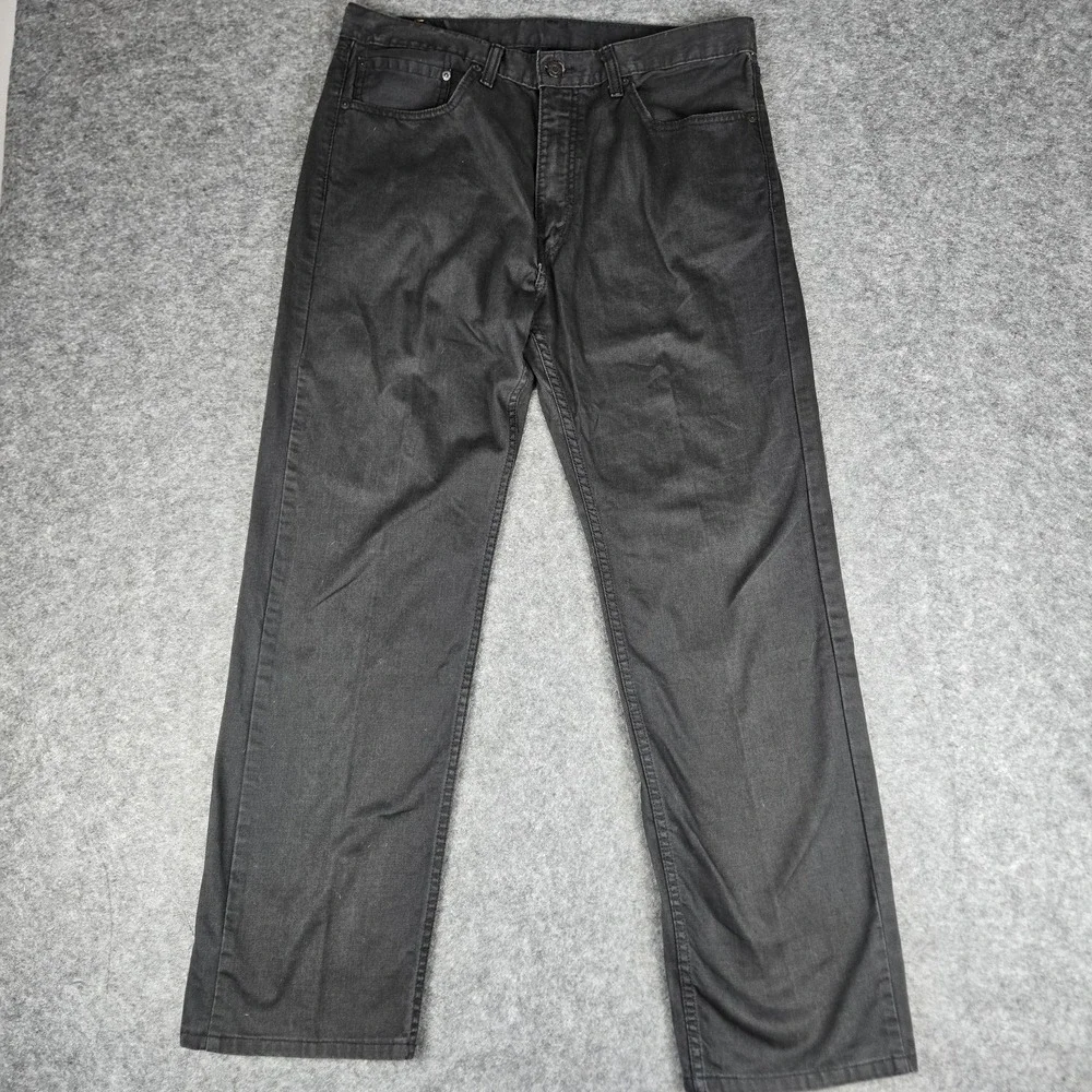 Levis‎ 505 Straight Leg Jeans Mens 36 x 34 Black Five Pocket Zip Fly White Tab